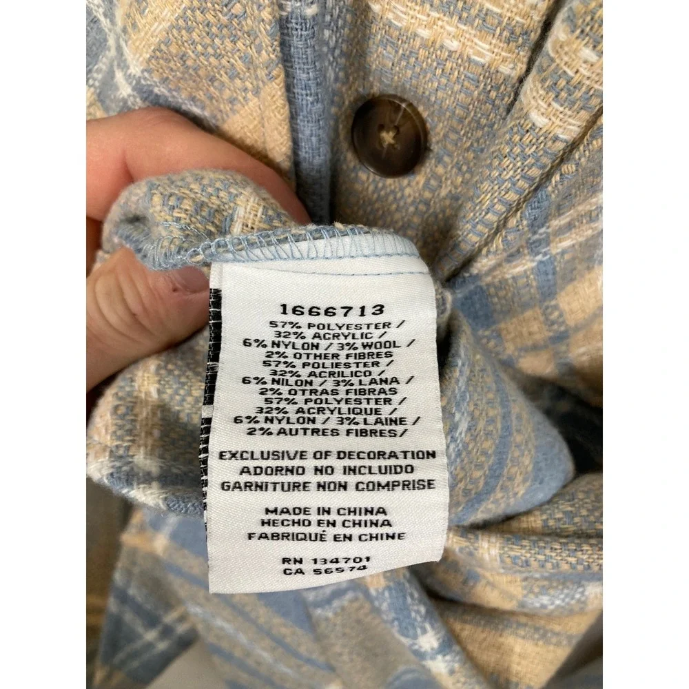 Boston Traders Plaid Flannel Shirt Jacket Beige Blue‎ Button Up Casual Size M - Picture 9 of 9